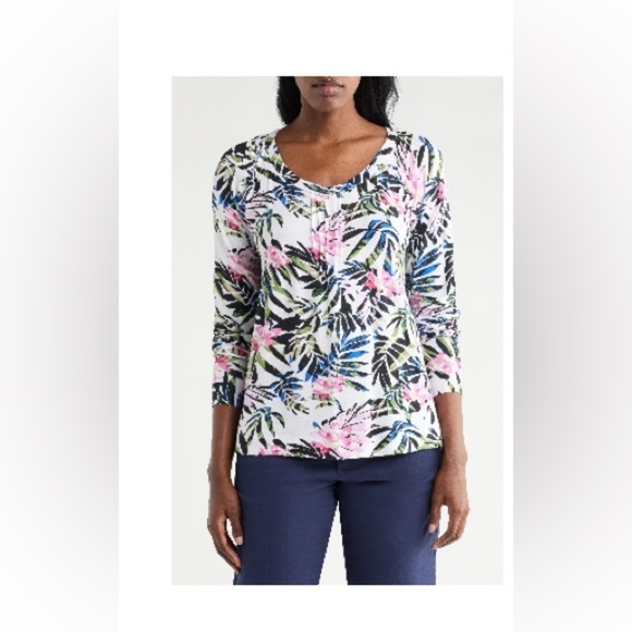 Caribbean Joe Tops - New! Caribbean Joe Floral Print Women's Top Size Medium